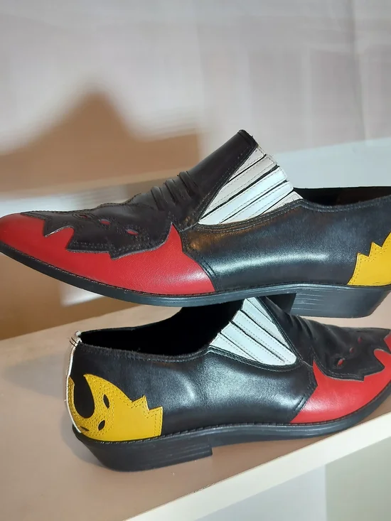 Vintage Mootsies Tootsies Black and Red Leather Slip-On Loafers - Picture 3 of 7